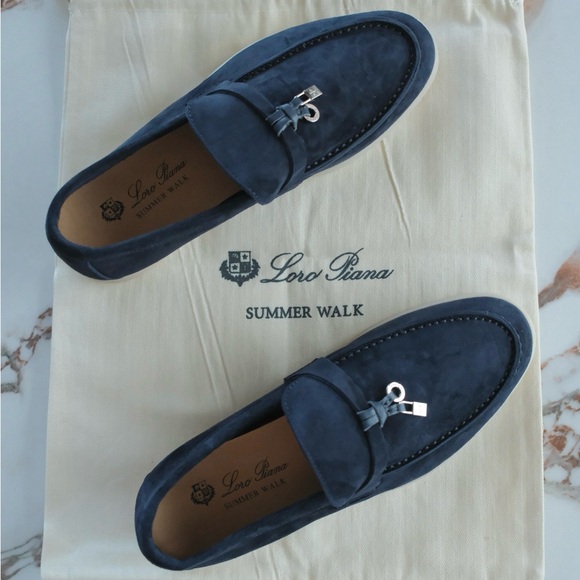 NEW NEW Loro Piana Summer Walk Loafers – Navy Blue – Size 37